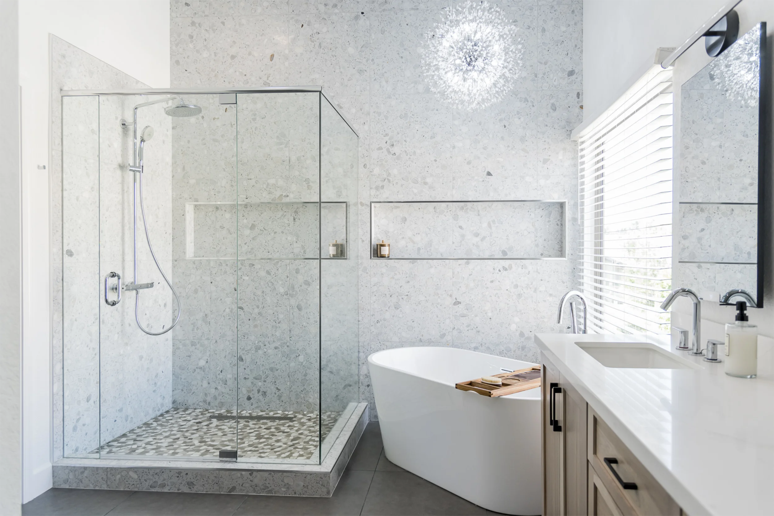 Shower and freestanding tub,